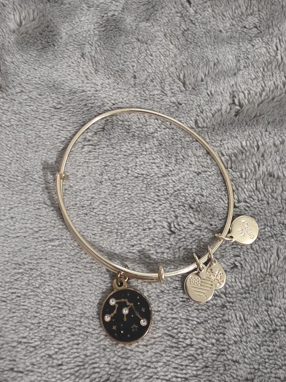 Gold Tone Women's Constellation Aquarius Charm Bangle Bracelet